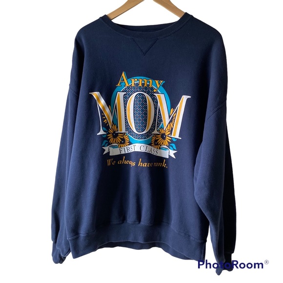 Army Mom Sweatshirt Oversized Navy Blue Size L - Picture 1 of 8